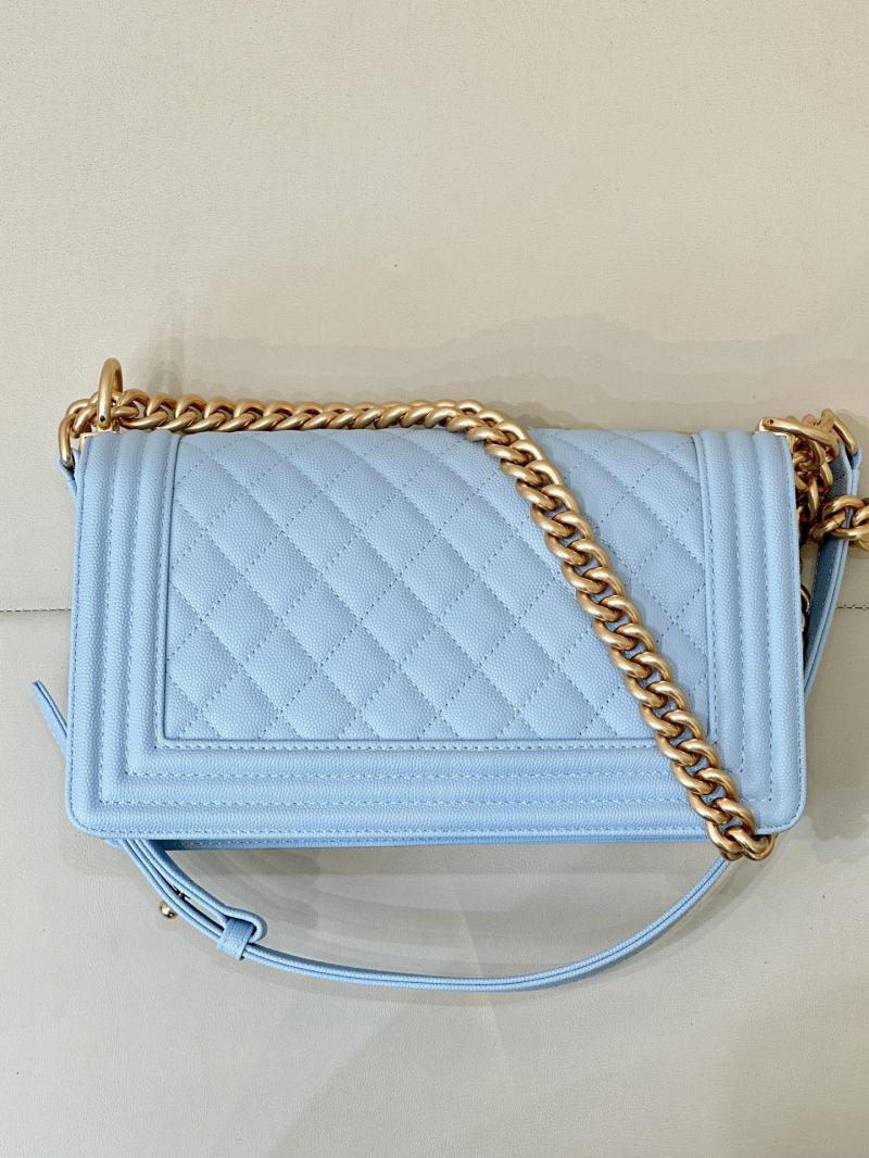 Boy Chanel Handbag A67086 Light Blue with Gold