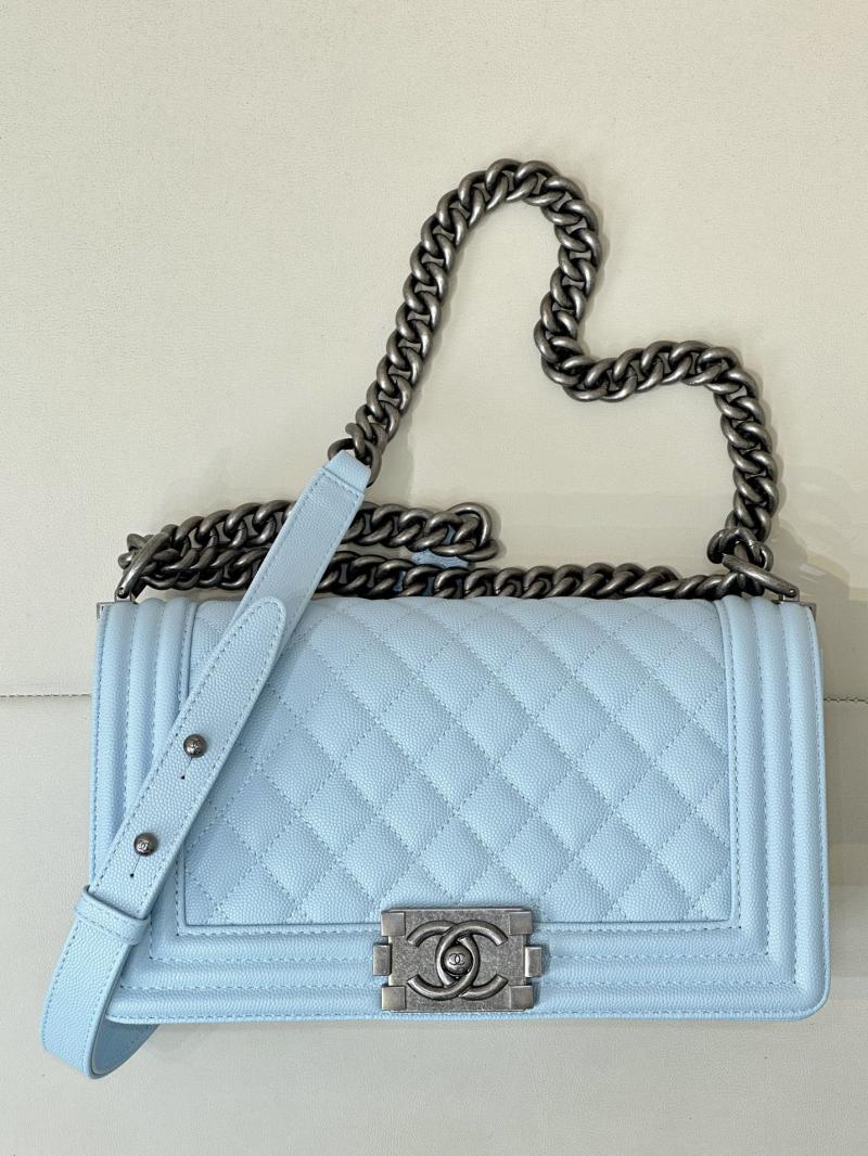 Boy Chanel Handbag A67086 Light Blue with Silver