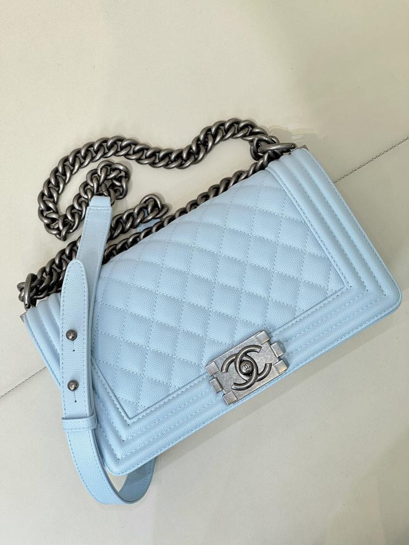 Boy Chanel Handbag A67086 Light Blue with Silver