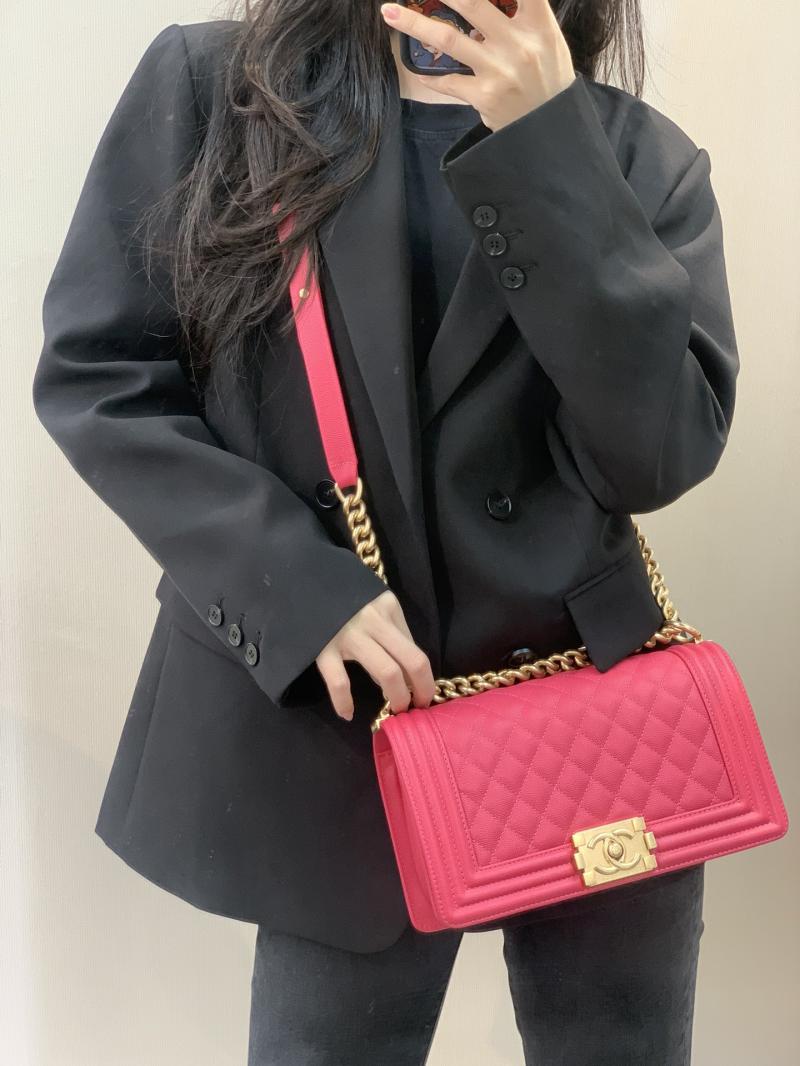 Boy Chanel Handbag A67086 Raspberry Red