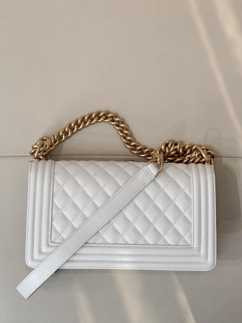 Boy Chanel Handbag A67086 White with Gold