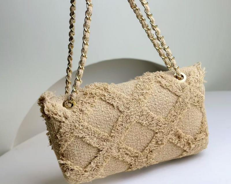 Chanel Crochet Flap Shoulder Bag Beige A27734