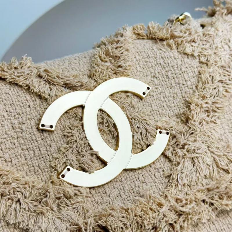 Chanel Crochet Flap Shoulder Bag Beige A27734