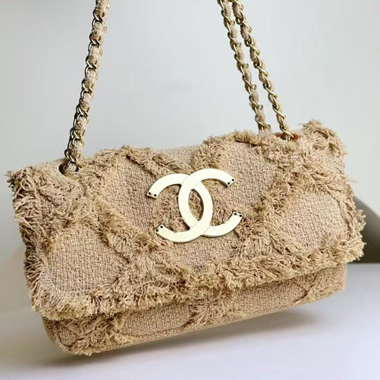 Chanel Crochet Flap Shoulder Bag Beige A27734