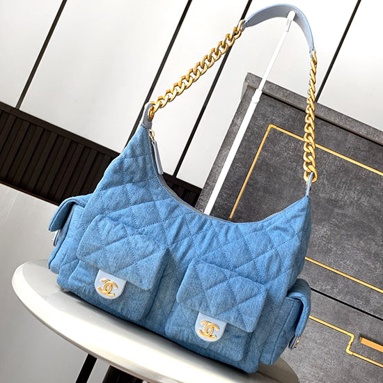 Chanel Denim Maxi Hobo Bag AS5302 Blue