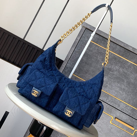 Chanel Denim Maxi Hobo Bag AS5302 Dark Blue