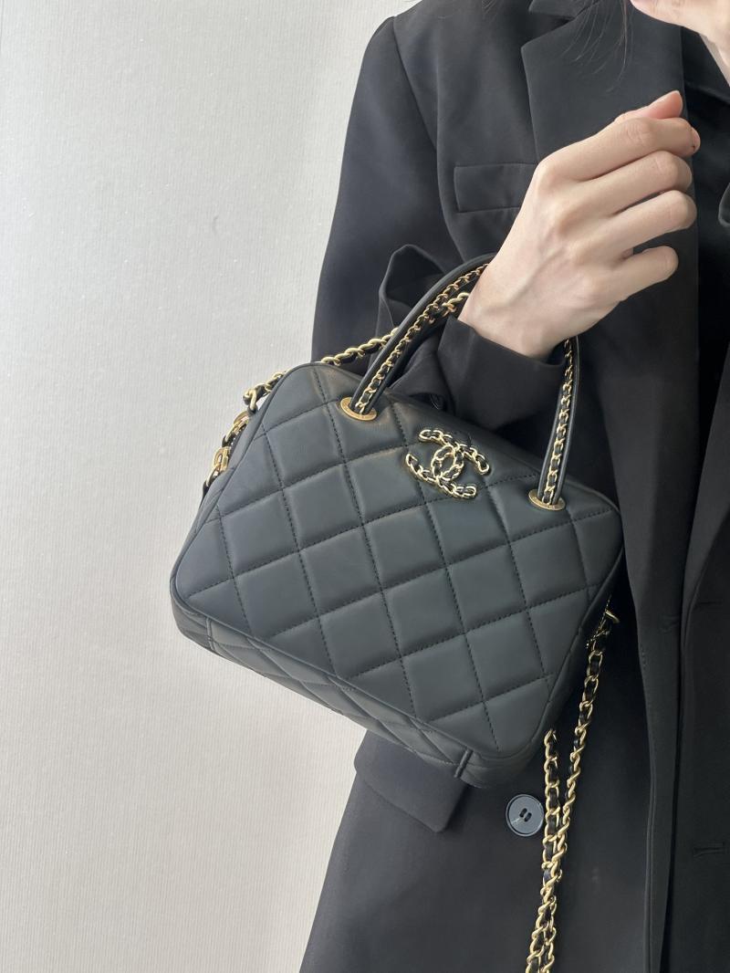 Chanel Lambskin Top Handle Bag Black AS5300