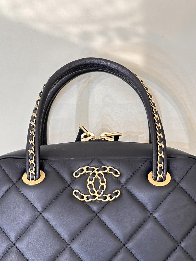 Chanel Lambskin Top Handle Bag Black AS5300