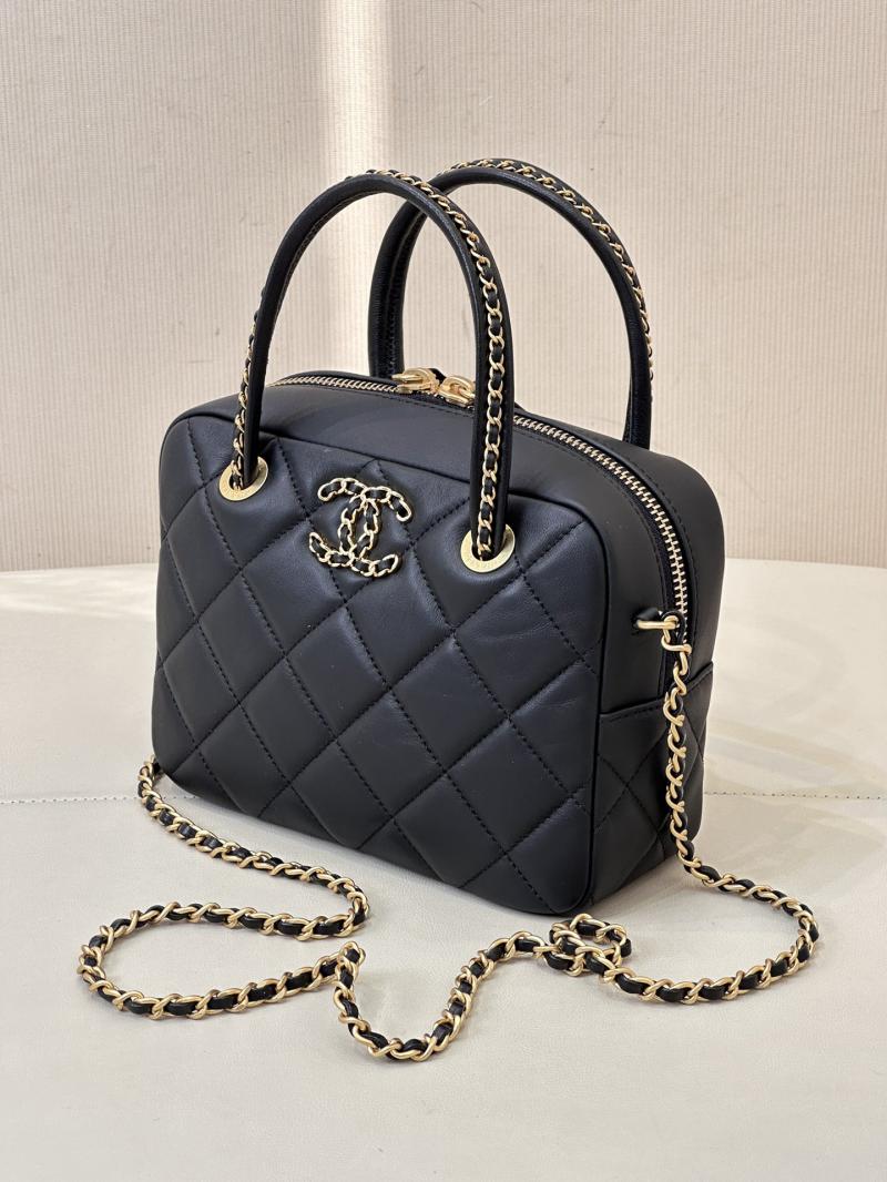 Chanel Lambskin Top Handle Bag Black AS5300