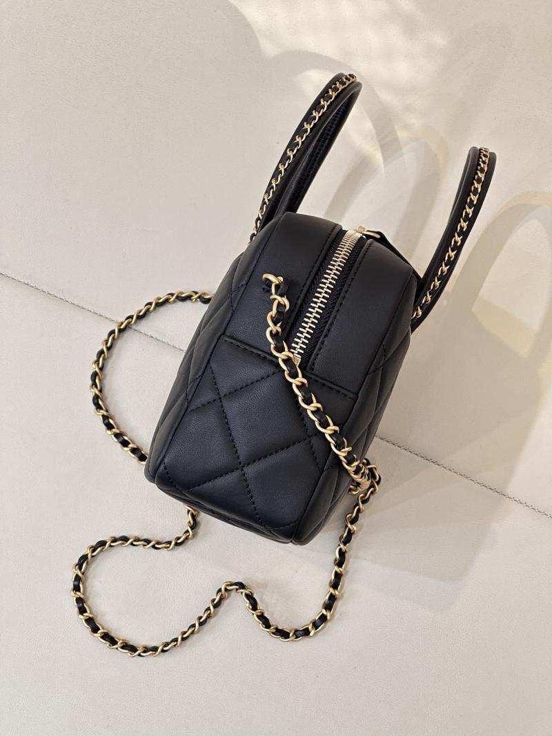 Chanel Lambskin Top Handle Bag Black AS5300