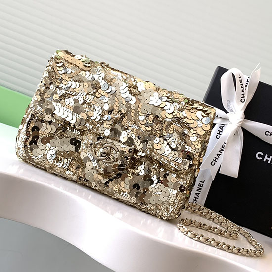 Chanel Sequins Small Flap Shoulder Bag AS4561 Gold