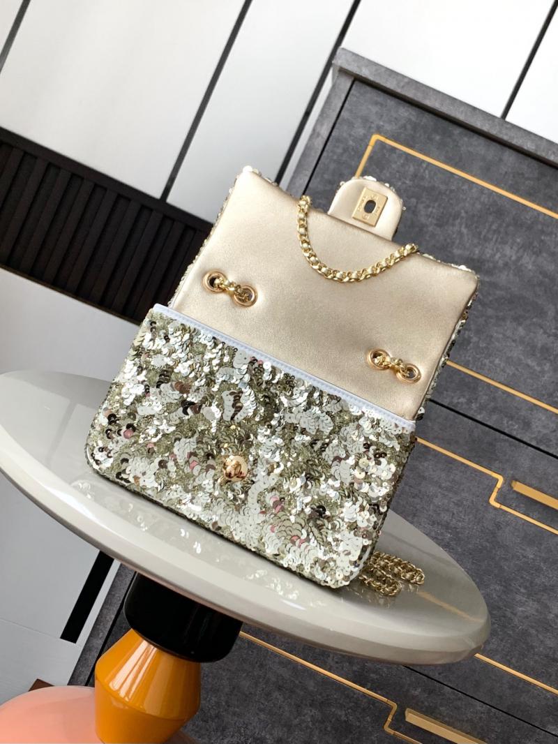 Chanel Sequins Small Flap Shoulder Bag CF20 Gold