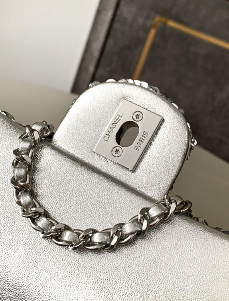 Chanel Sequins Small Flap Shoulder Bag CF20 Silver