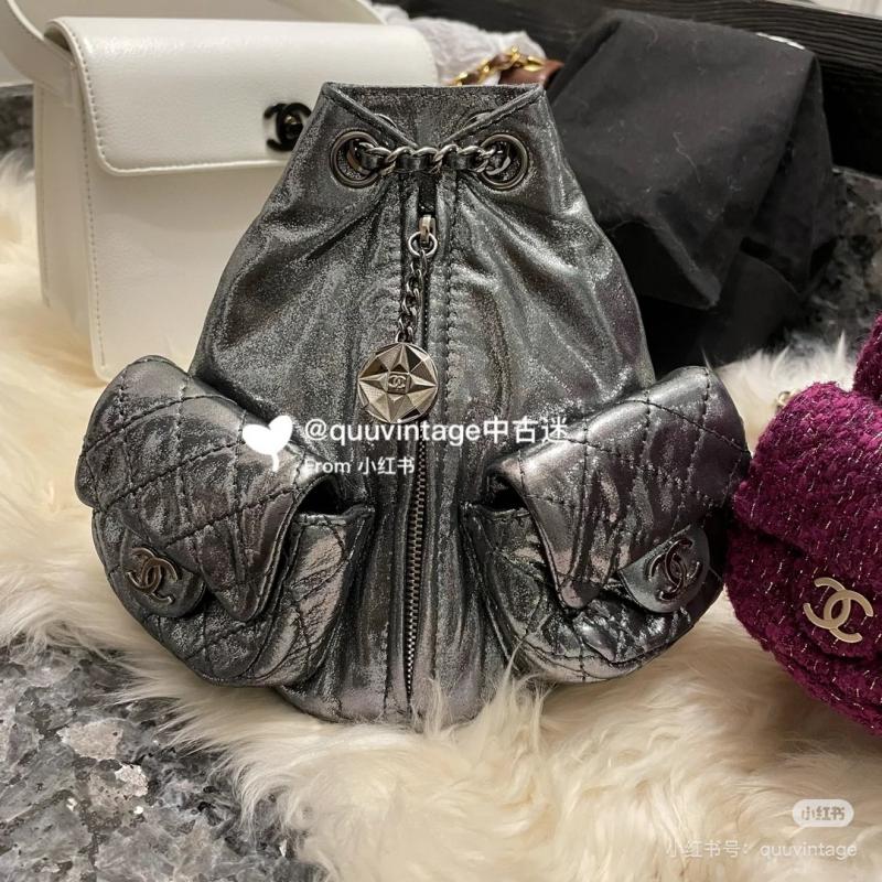 Chanel Vintage Backpack Dark Grey A12846