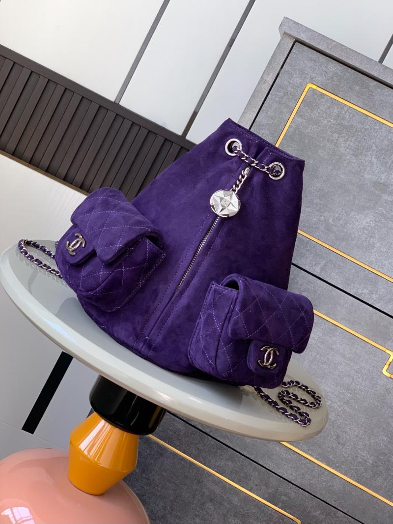 Chanel Vintage Suede Backpack Purple A12846