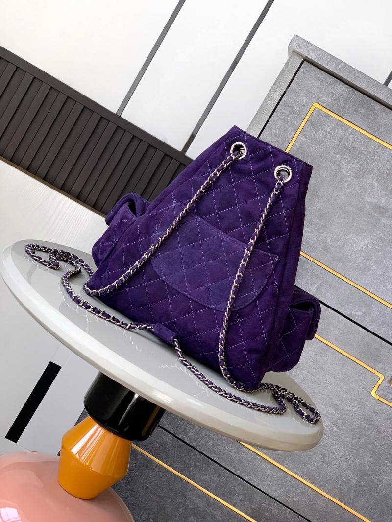 Chanel Vintage Suede Backpack Purple A12846