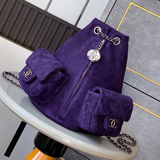 Chanel Vintage Suede Backpack Purple A12846