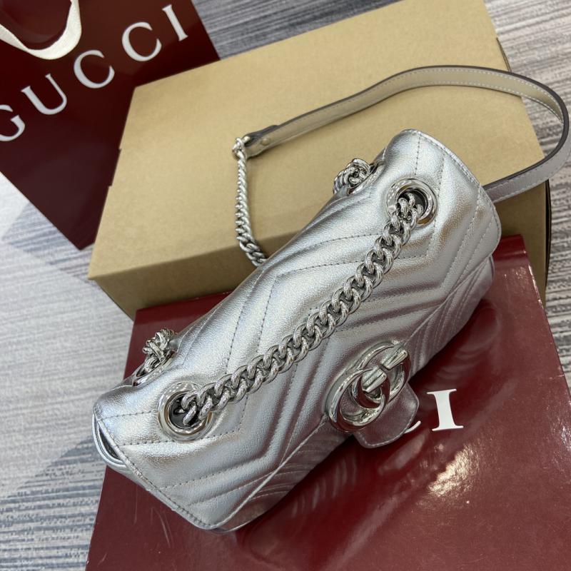 Gucci GG Marmont Matelasse Mini Bag Silver 446744