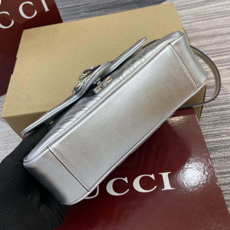 Gucci GG Marmont Matelasse Mini Bag Silver 446744