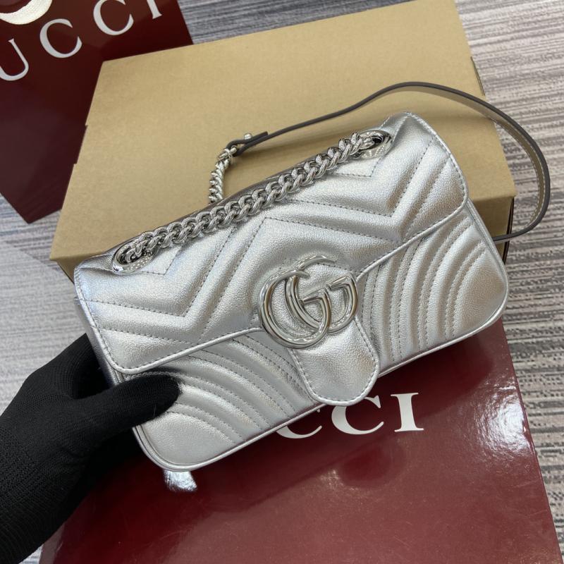 Gucci GG Marmont Matelasse Mini Bag Silver 446744