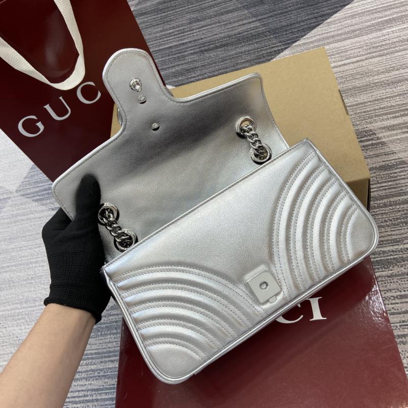 Gucci GG Marmont Medium Shoulder Bag Silver 443497