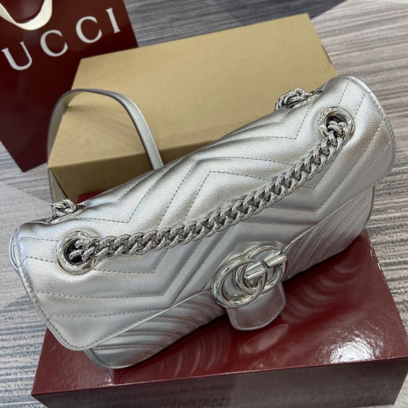 Gucci GG Marmont Medium Shoulder Bag Silver 443497