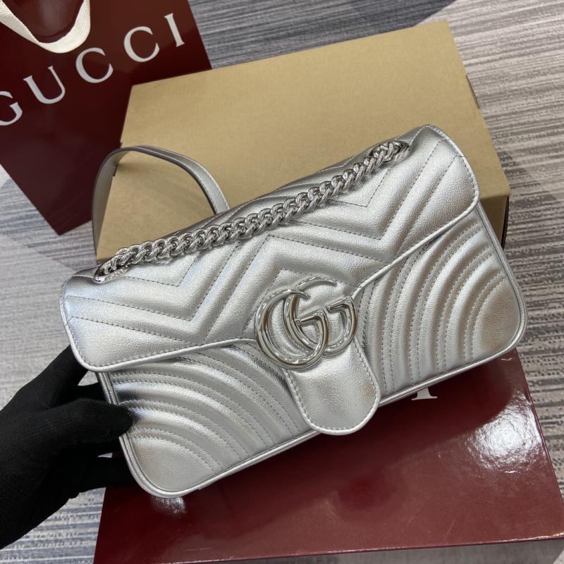 Gucci GG Marmont Medium Shoulder Bag Silver 443497