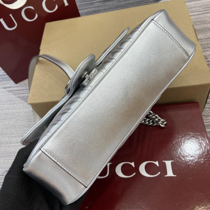 Gucci GG Marmont Medium Shoulder Bag Silver 443497