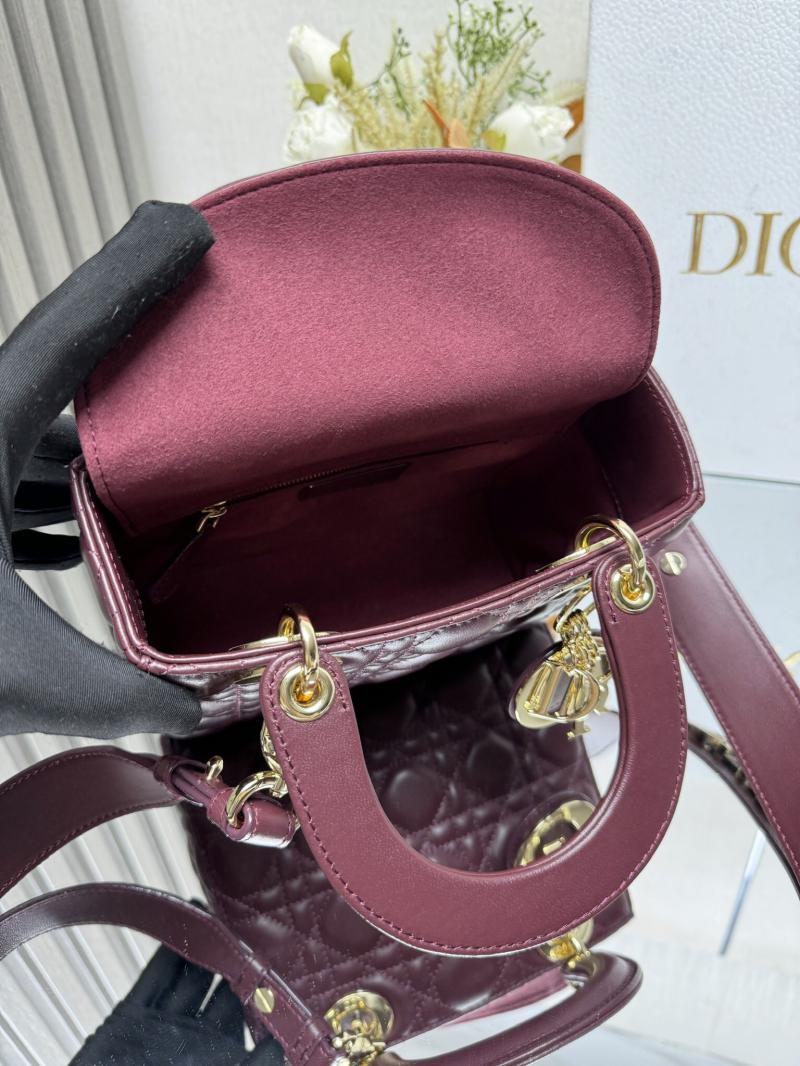 Lady Dior Lambskin Bag Burgundy MD0505