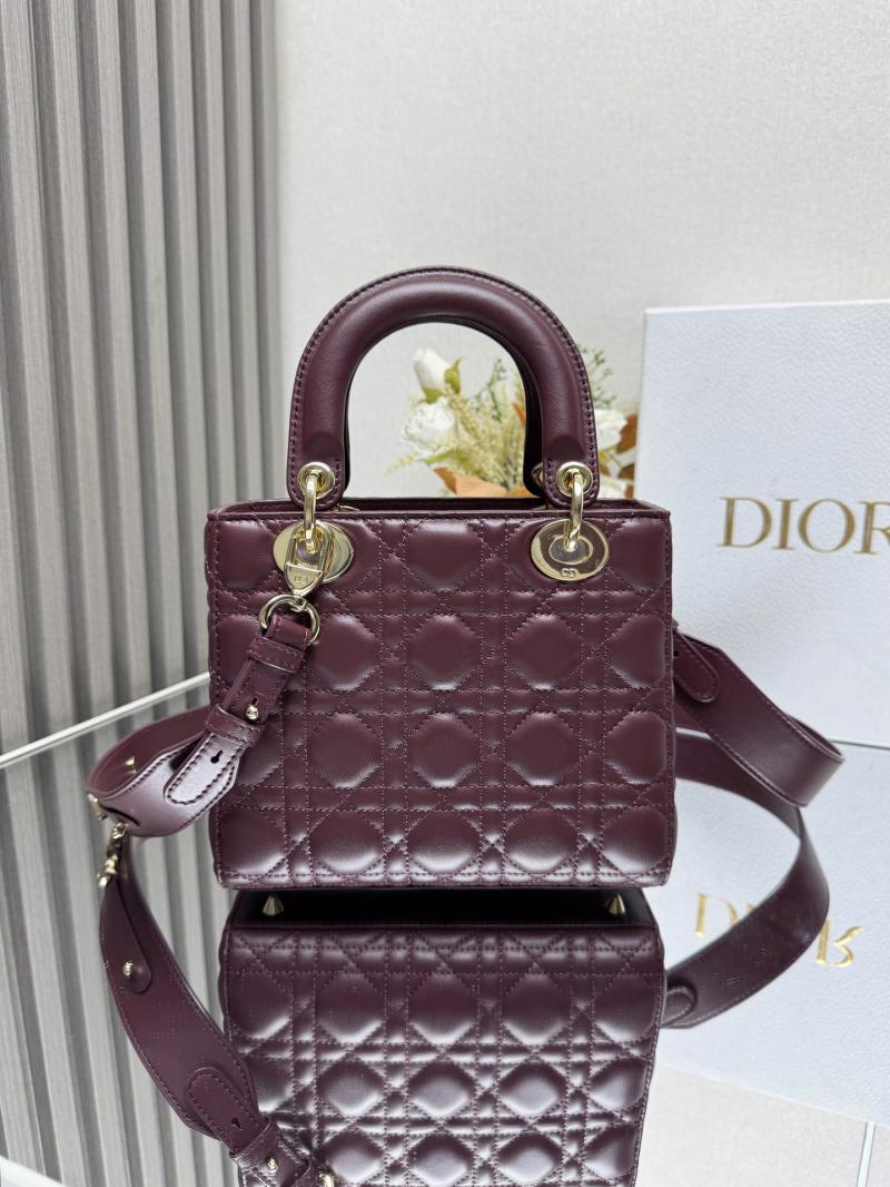 Lady Dior Lambskin Bag Burgundy MD0505