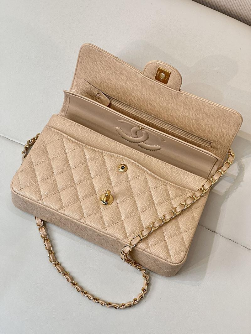 Medium Chanel Caviar Flap Bag A01112 Beige with Gold