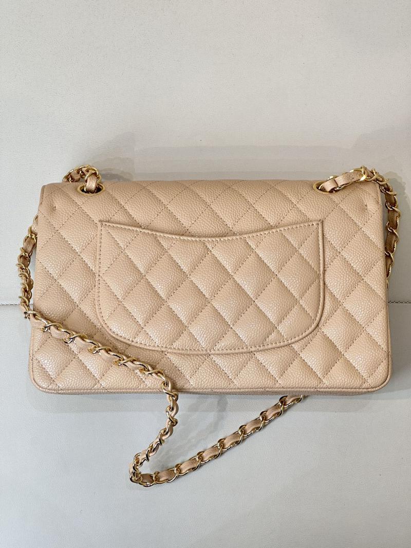 Medium Chanel Caviar Flap Bag A01112 Beige with Gold