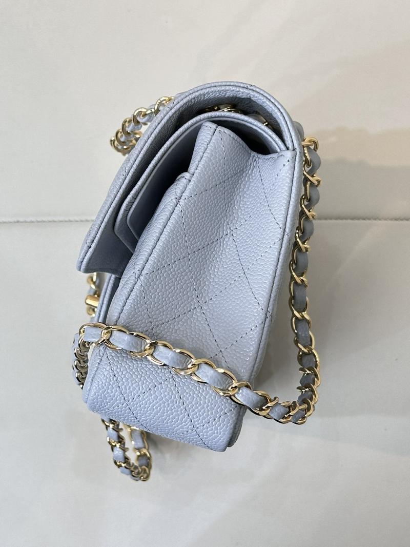 Medium Chanel Caviar Flap Bag A01112 Blue with Gold