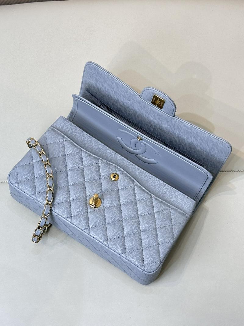 Medium Chanel Caviar Flap Bag A01112 Blue with Gold