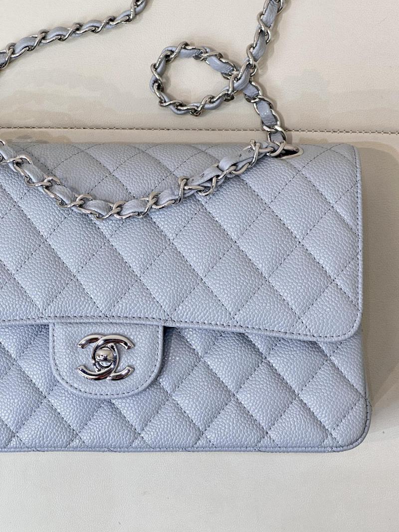 Medium Chanel Caviar Flap Bag A01112 Blue with Silver