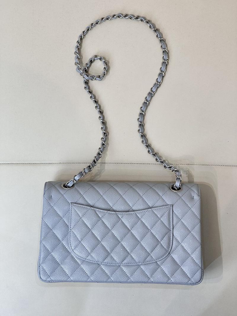 Medium Chanel Caviar Flap Bag A01112 Blue with Silver