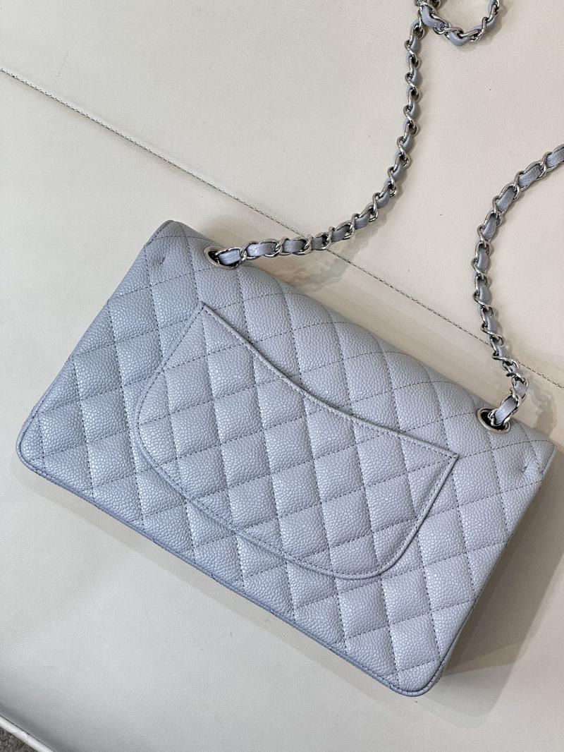 Medium Chanel Caviar Flap Bag A01112 Blue with Silver