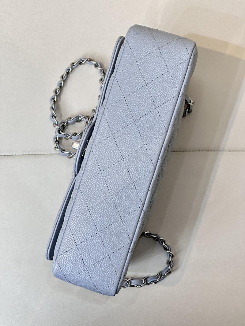 Medium Chanel Caviar Flap Bag A01112 Blue with Silver