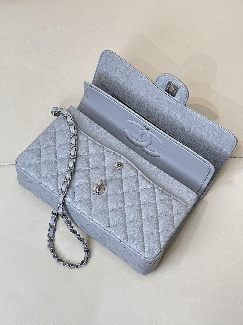 Medium Chanel Caviar Flap Bag A01112 Blue with Silver