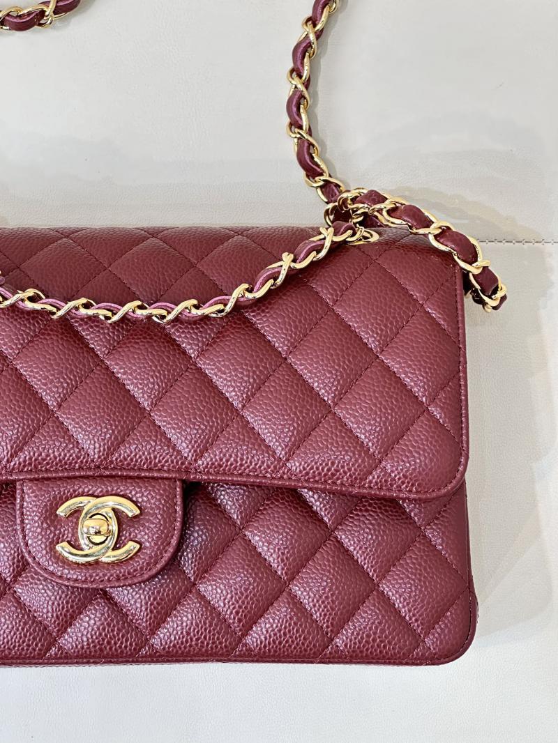 Medium Chanel Caviar Flap Bag A01112 Burgundy with Gold