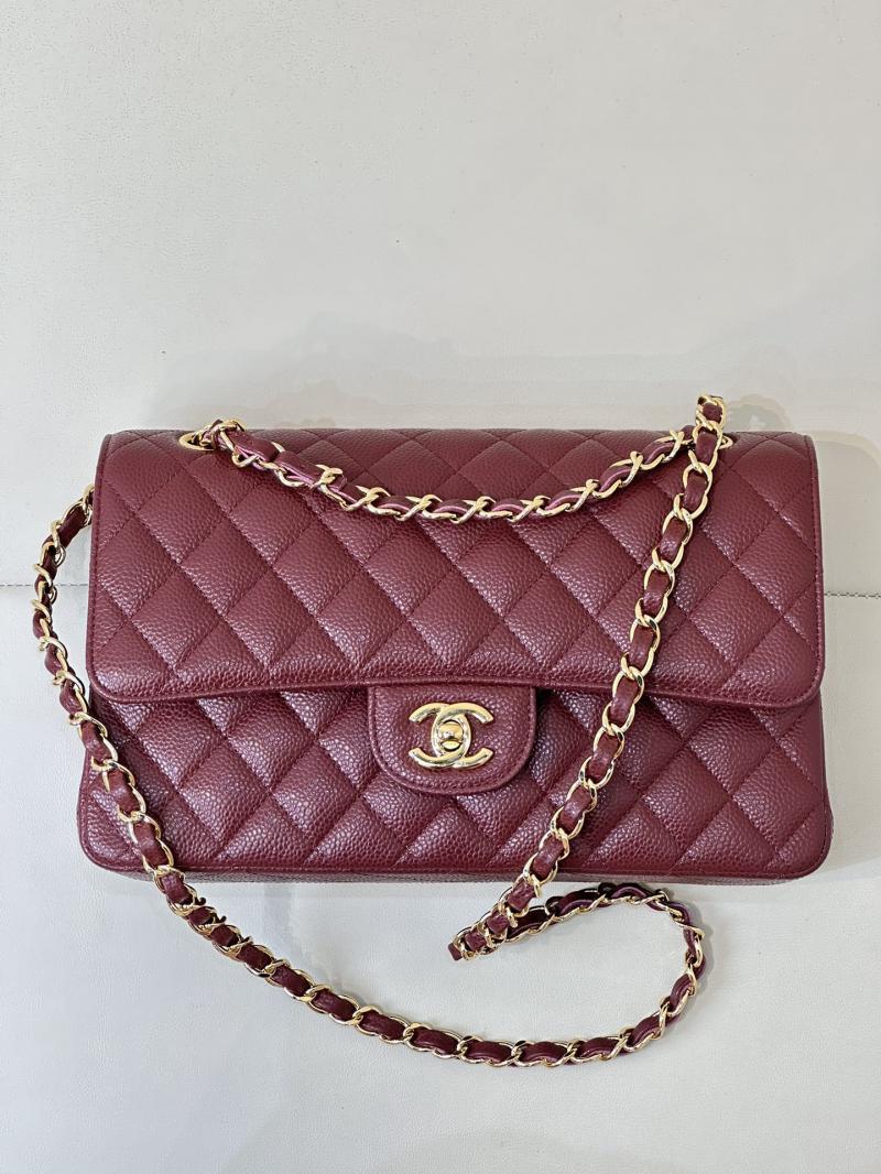 Medium Chanel Caviar Flap Bag A01112 Burgundy with Gold