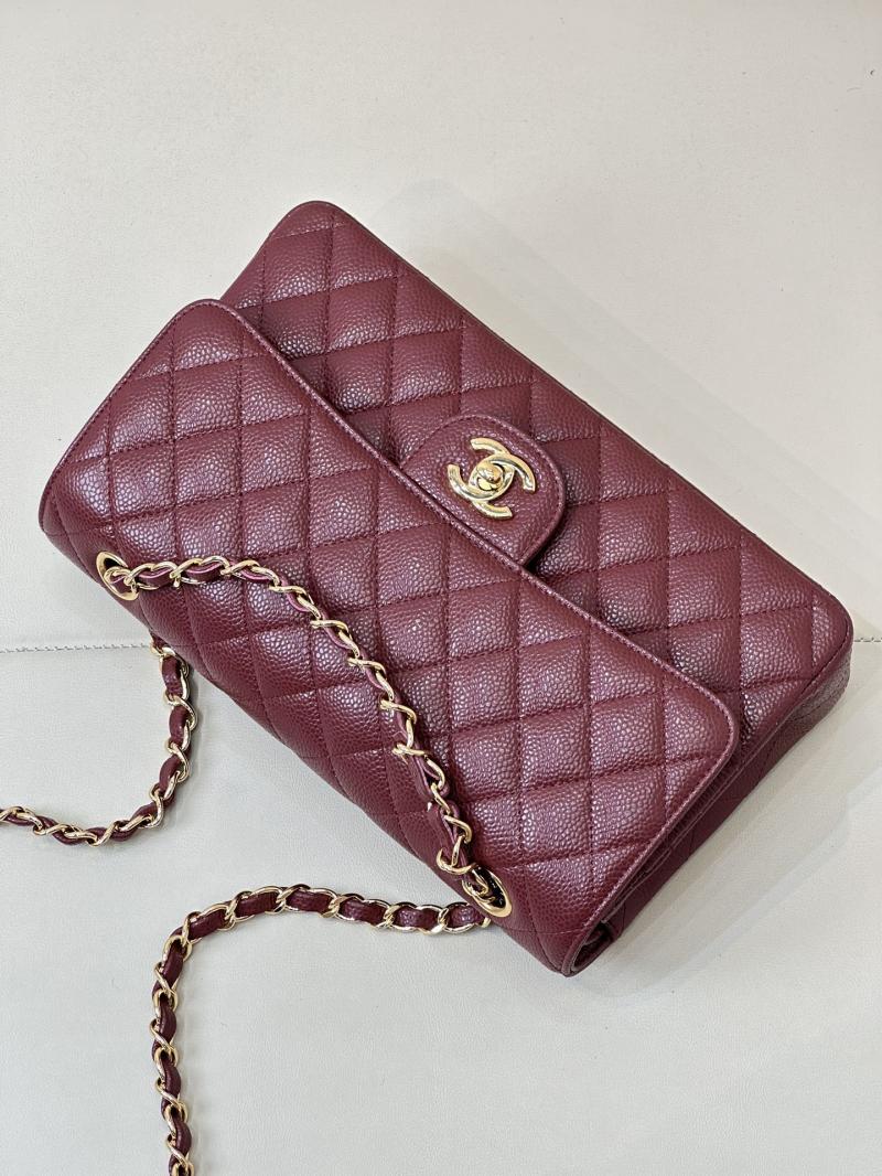 Medium Chanel Caviar Flap Bag A01112 Burgundy with Gold