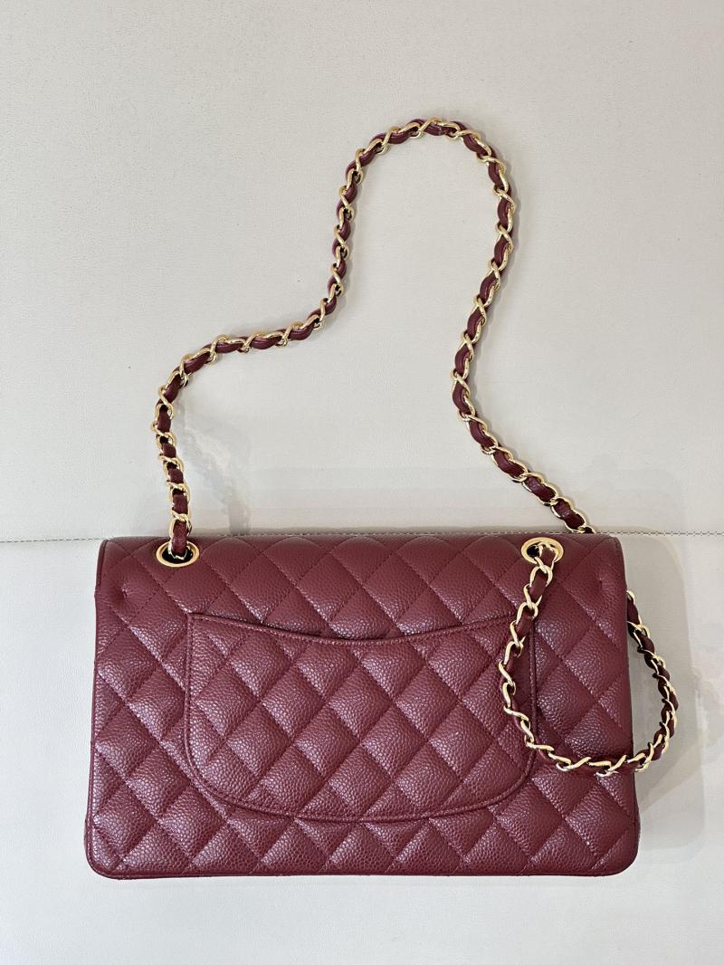 Medium Chanel Caviar Flap Bag A01112 Burgundy with Gold