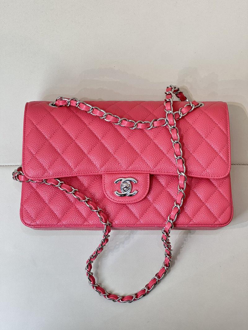 Medium Chanel Caviar Flap Bag A01112 Dusky pink with Silver