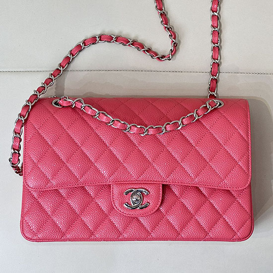 Medium Chanel Caviar Flap Bag A01112 Dusky pink with Silver