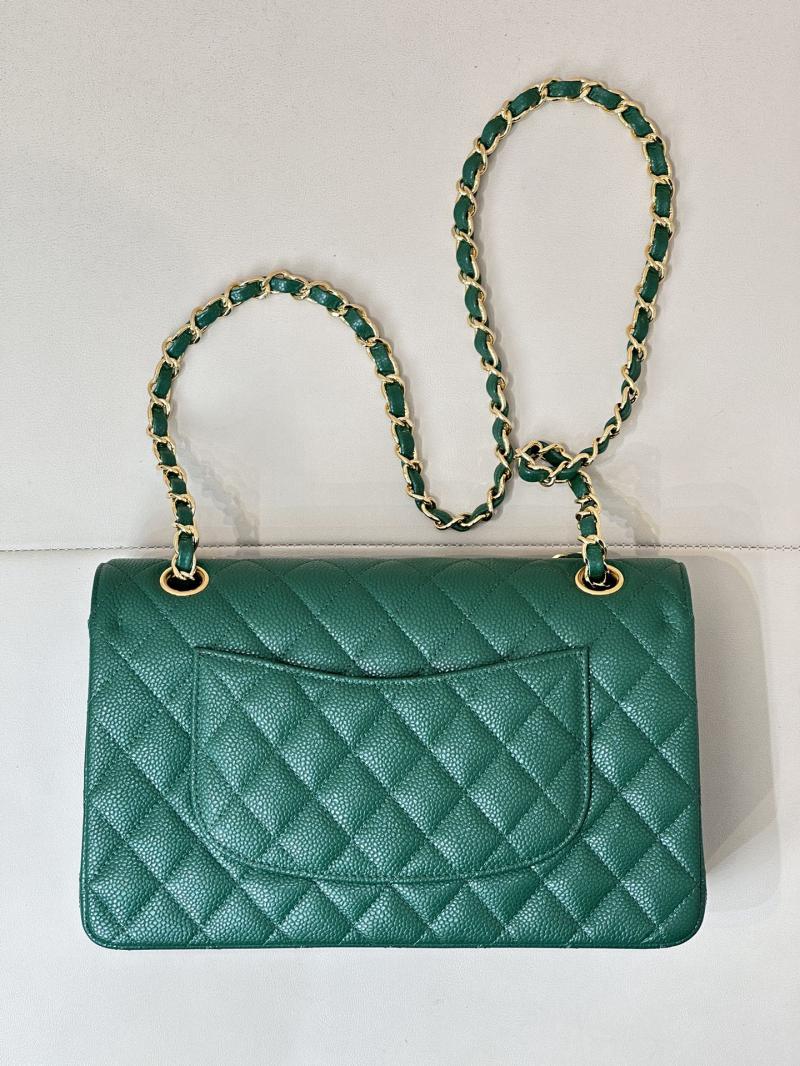 Medium Chanel Caviar Flap Bag A01112 Green with Gold