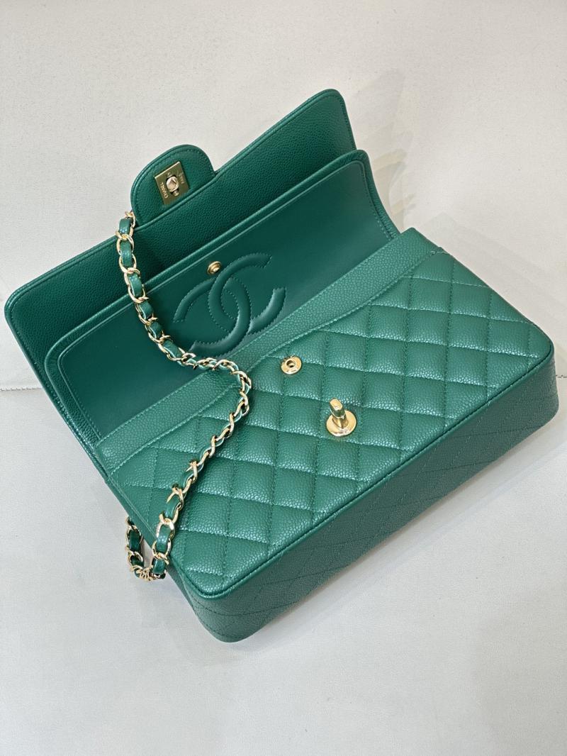 Medium Chanel Caviar Flap Bag A01112 Green with Gold