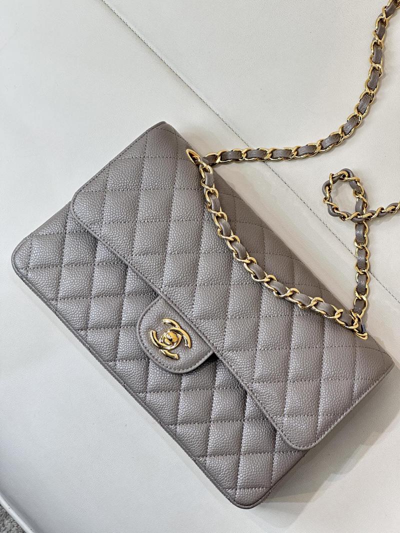 Medium Chanel Caviar Flap Bag A01112 Grey with Gold