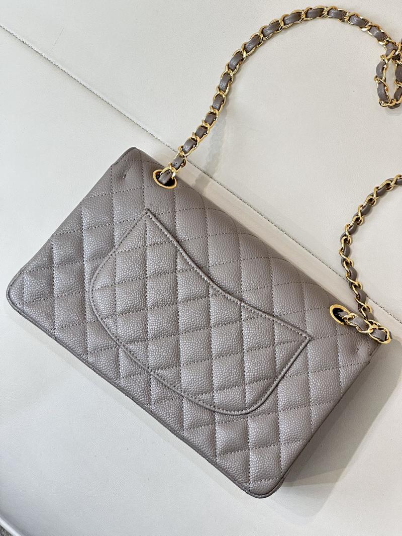 Medium Chanel Caviar Flap Bag A01112 Grey with Gold