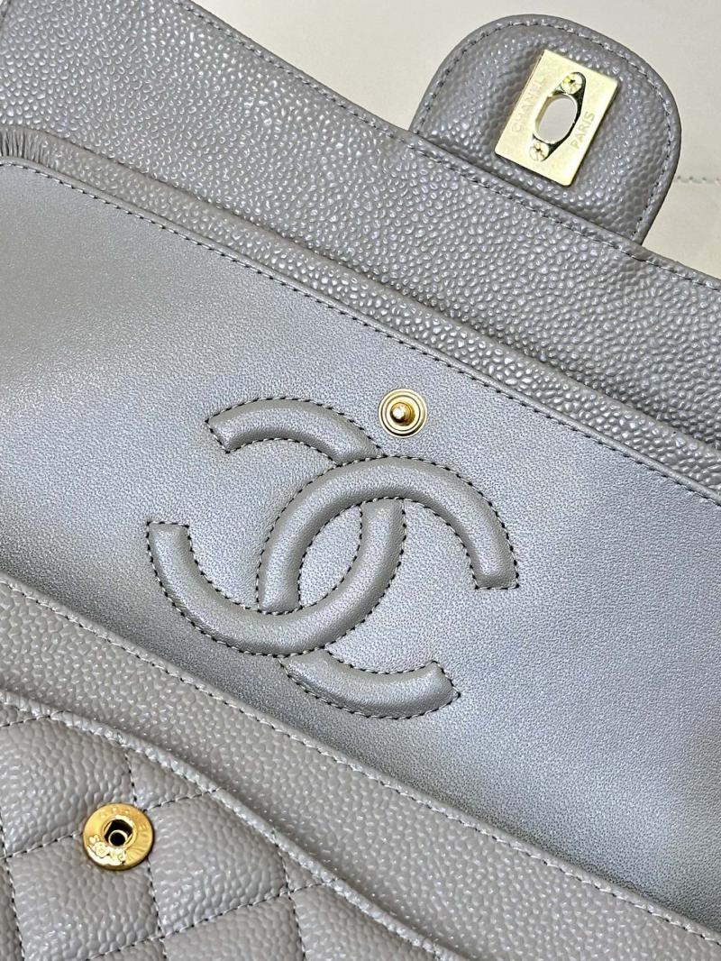 Medium Chanel Caviar Flap Bag A01112 Grey with Gold